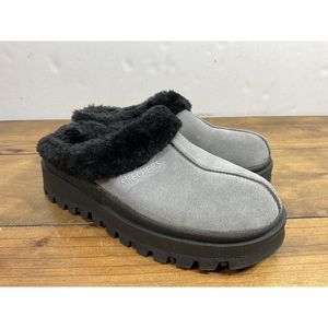 Sketchers Shindigs Chunky Mules Shoes Women's Sz 8.5 Black Faux Fur Lined 45703